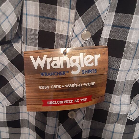 Wrangler WRancher Western Mens L Pearl Snap Short Sleeve Plaid Cowboy EUC - Picture 3 of 9